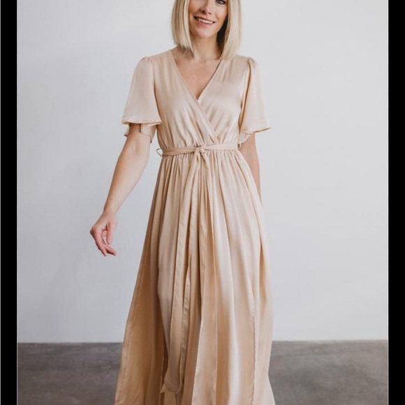 Baltic Born Gold Wrap V-Neck Maxi Dress - Picture 1 of 6